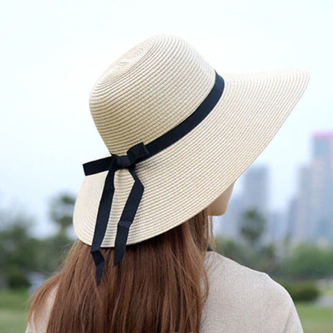 Chapeau de paille Bords larges flottants Mode femme