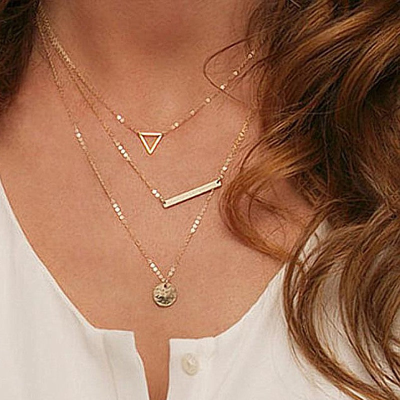 Collier pendentif Fashion mode - motifs pastilles triangle