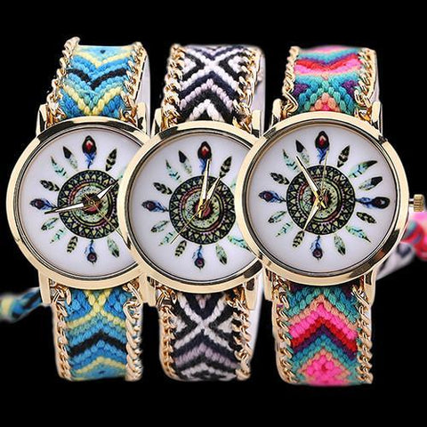 Montre Quartz - Cadran Apache - Bracelet Brésilien tressé