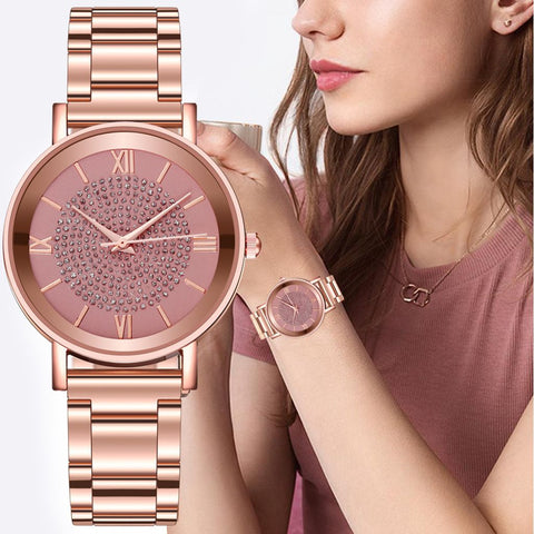 Montre analogique métallique cadran rond mouvement quartz