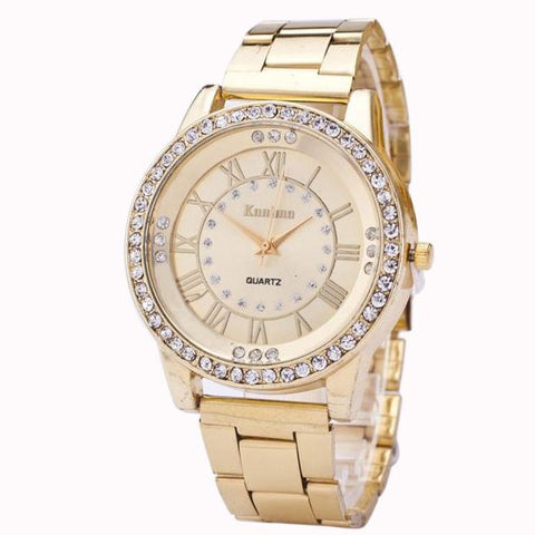 Montre analogique métallique cadran rond mouvement quartz