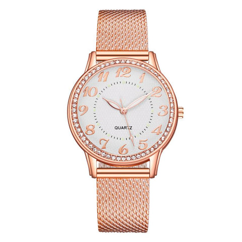 Montre analogique métallique cadran rond mouvement quartz