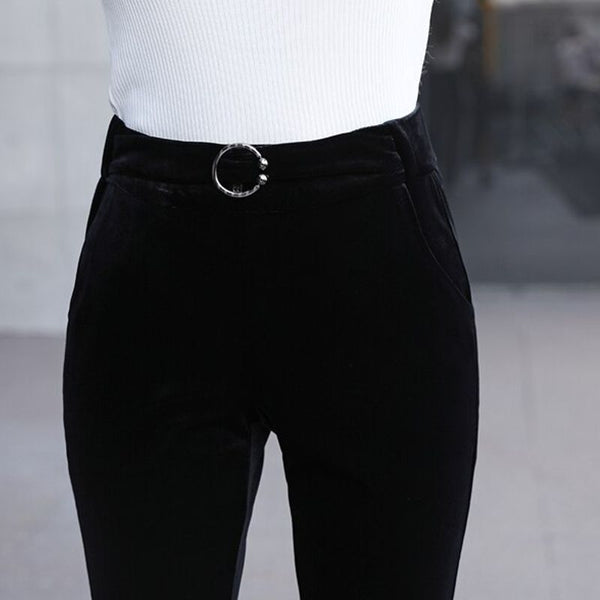 Pantalon mode - Velours coupe bas évasé - Taille haute