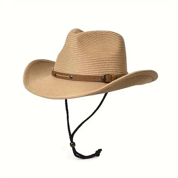 Chapeau de paille bord large Fedora avec attache
