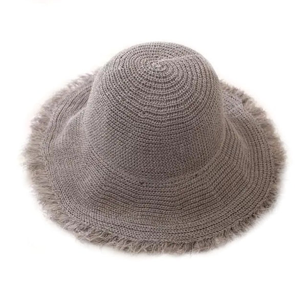 Chapeau tricoté effet de paille- Mode femme