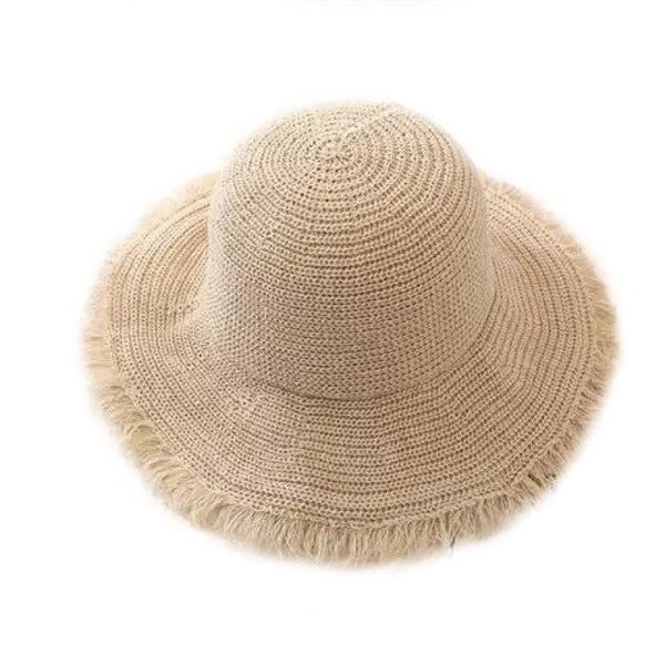 Chapeau tricoté effet de paille- Mode femme