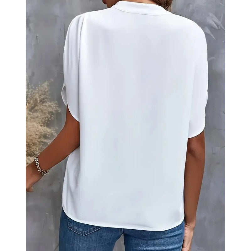 Chemisier pour femme - Col en V - En mousseline de soie - Couleur Chemisier pour femme - Col en V - En mousseline de soie - Couleur