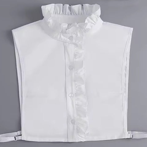 Faux col de chemise ou chemisier - col Mao bordé volant plissé