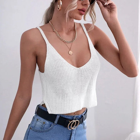 Mini Top Haut tricoté sans manches