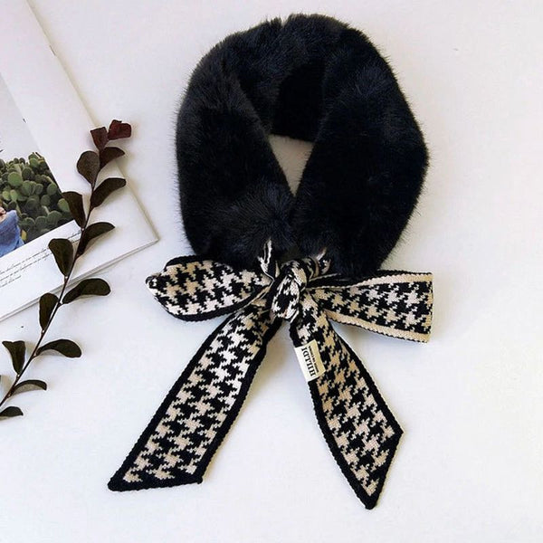 Cache-col fourrure synthétique et rosette tissu Jacquard – CuteAndFashion