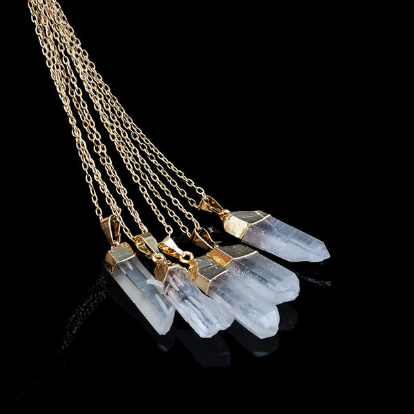 Collier pendentif Cristal de quartz Améthyste naturel transparent