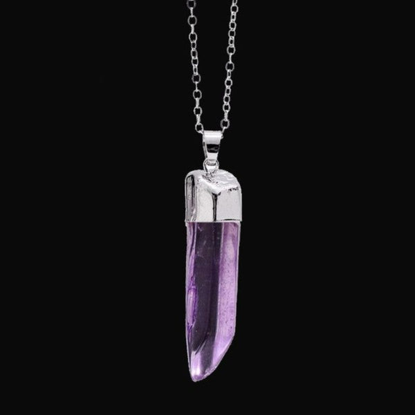 Collier pendentif Cristal de quartz Améthyste naturel violet
