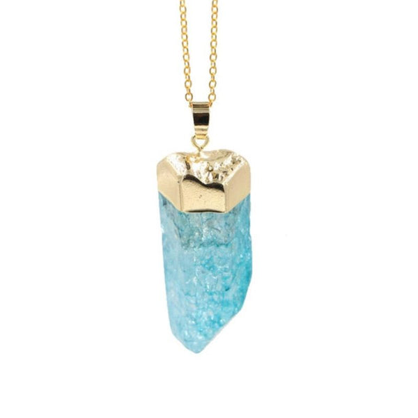 Collier pendentif Cristal de quartz naturel de couleurs