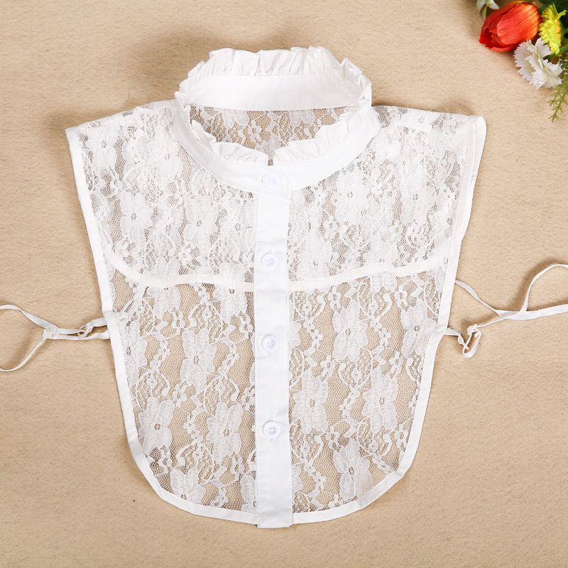 Faux Col Amovible Demi-Chemise Nœud Papillon - Brodé Élégant - Pour Femme & Fille - Style Classique