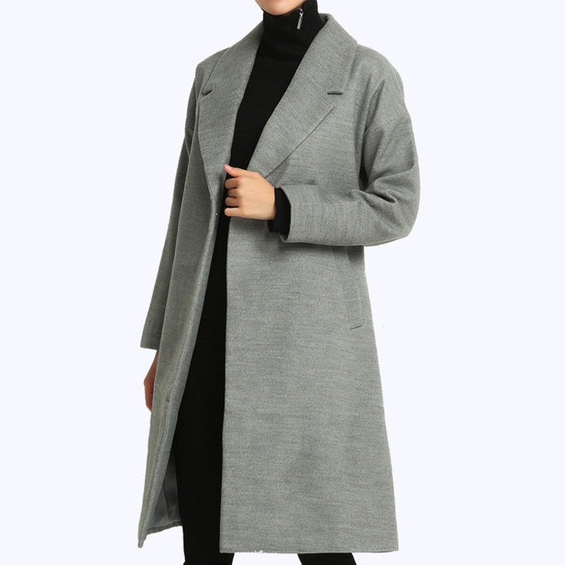 Manteau pardessus gris à ceinture