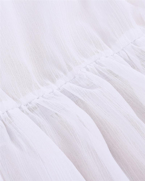 Tunique Robe courte en mousseline de soie - spécial été - bordée de dentelle macramé